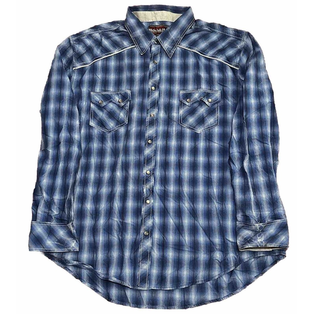 Rock & Roll Cowboy Shirt Mens XXL Western Pearl Snap Plaid Long Sleeve Rodeo